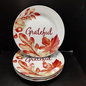 4 Never Used Royal Norfolk Grateful Autumn 7.5 Lunch Dessert Plates Thanksgiving